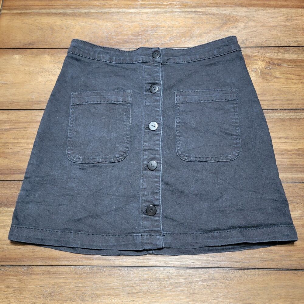 Wild Honey Full Button Black Denim Mini Skirt - Size Medium